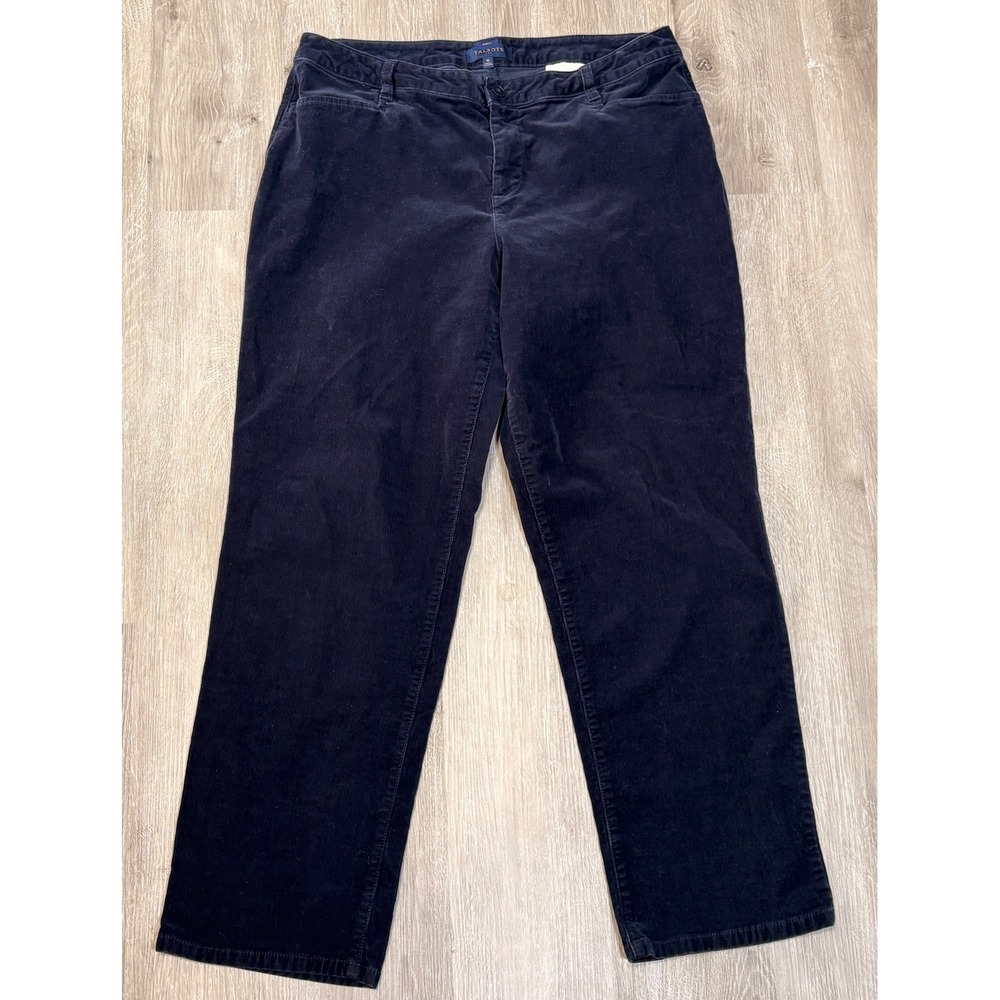 Talbots Womens Navy Blue Curvy Fit Corduroy Straight Leg Pants Size 16 Cotton‎